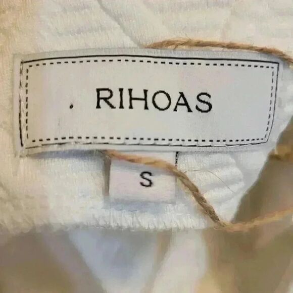 Rihoas Women's Off White Poly The Argyle Embossed Mini Dress NEW - Picture 15 of 16